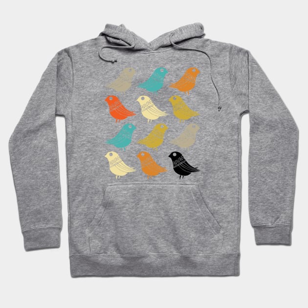 Colorful Birds Mid Century Modern Hoodie by OrchardBerry